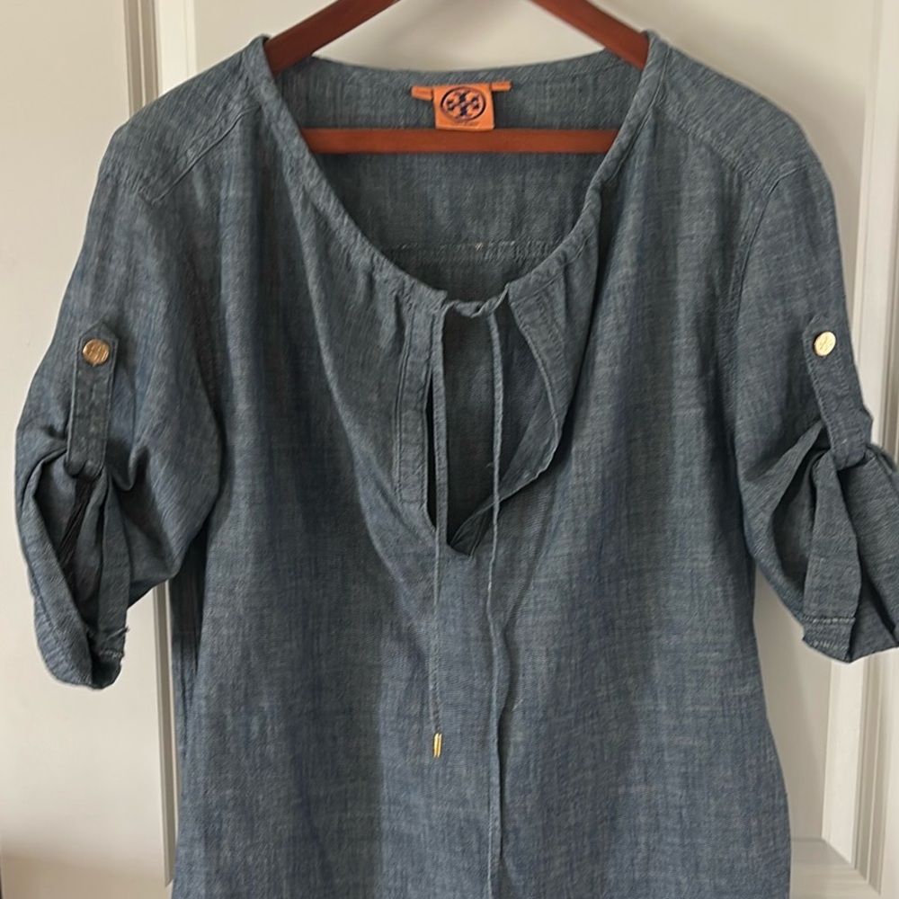 NWOT Tory Burch Chambray Tie Front Tunic 4